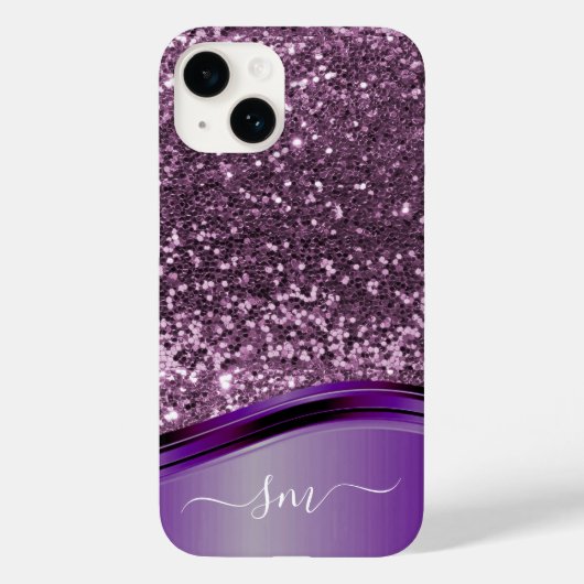 Coques Case-Mate iPhone Monogramme manuscrit Parties scintillant violet Lo (Verso)