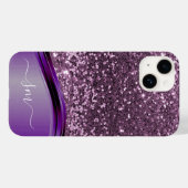 Coques Case-Mate iPhone Monogramme manuscrit Parties scintillant violet Lo (Verso (horizontal))