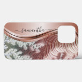 Coques Case-Mate iPhone Monogramme manuscrit rose métal or (Verso (horizontal))