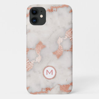 Case-Mate iPhone Case Monogramme marbré d'or rose