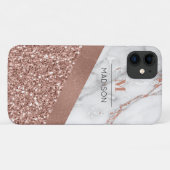 Coques Case-Mate iPhone Monogramme Marbré Pailleté Or Rose (Dos (Horizontal))