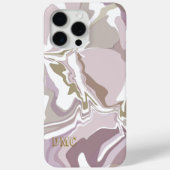 Coques Case-Mate iPhone Monogramme marbre rose abstrait or blanc (Verso)