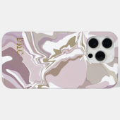 Coques Case-Mate iPhone Monogramme marbre rose abstrait or blanc (Verso (horizontal))