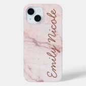 Coques Case-Mate iPhone Monogramme Marbre Rose Doré (Verso)