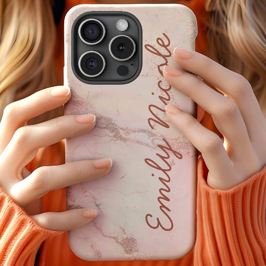 Coques Case-Mate iPhone Monogramme Marbre Rose Doré
