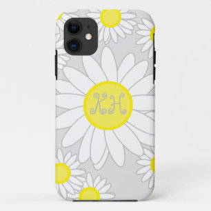 Case-Mate iPhone Case Monogramme marguerrier gris argenté blanc et jaune