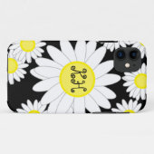Coques Case-Mate iPhone Monogramme marguerrier noir blanc et jaune (Dos (Horizontal))
