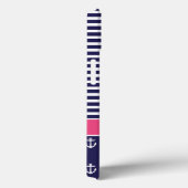 Coques Case-Mate iPhone Monogramme marin bleu et rose de Preppy (Verso / Droite)