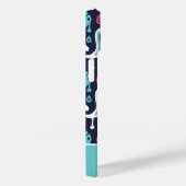 Coques Case-Mate iPhone Monogramme marine et rose Ikat Paisley (Verso / Droite)