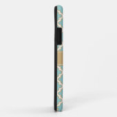 Coques Case-Mate iPhone Monogramme marocain bleu turquoise de motif d'or (Dos/Droite)