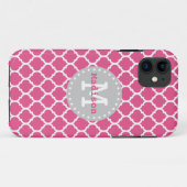 Coques Case-Mate iPhone Monogramme marocain en latogramme rose blanc (Dos (Horizontal))