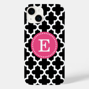Coques Pour iPhone Monogramme marocain moderne noir et rose