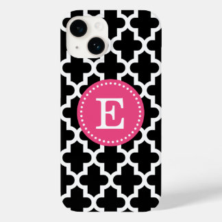 Coques Pour iPhone Monogramme marocain moderne noir et rose