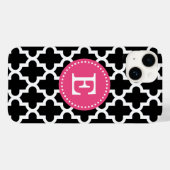 Coques Case-Mate iPhone Monogramme marocain moderne noir et rose (Verso (horizontal))