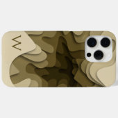 Coques Case-Mate iPhone Monogramme Marron Sépia Moderne Abstrait (Verso (horizontal))