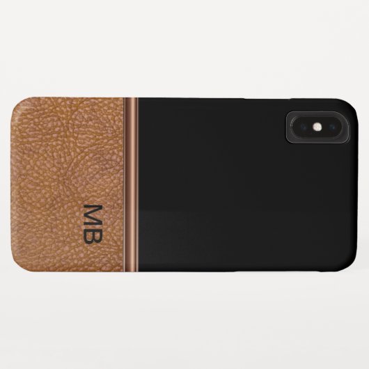 Coques Case-Mate iPhone Monogramme masculin de Faux Leather (Dos (Horizontal))