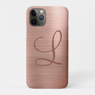 Case-Mate iPhone Case Monogramme métal brossé Chic Rose or initial