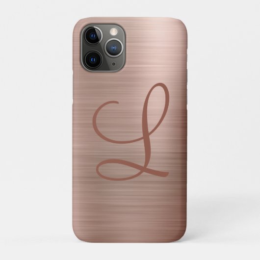 Coques Case-Mate iPhone Monogramme métal brossé Chic Rose or initial (Dos)
