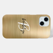 Coques Case-Mate iPhone Monogramme Métal Brossé Or Noir Blanc Script (Verso (horizontal))