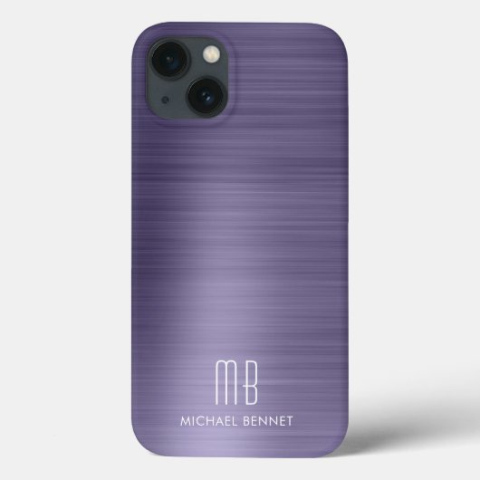 Coques Case-Mate iPhone Monogramme Métal brossé violet (Verso)