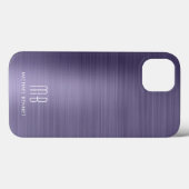 Coques Case-Mate iPhone Monogramme Métal brossé violet (Verso (horizontal))