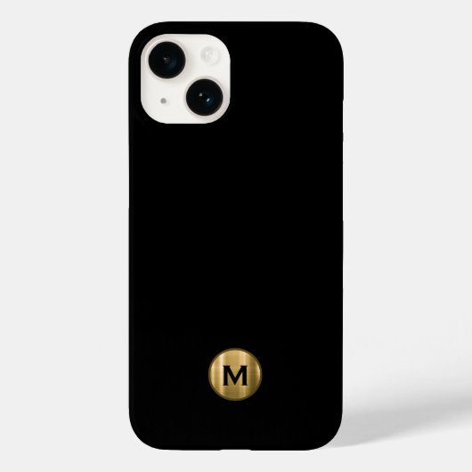 Coques Case-Mate iPhone Monogramme métallique brossé minimal en or noir (Verso)