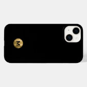 Coques Case-Mate iPhone Monogramme métallique brossé minimal en or noir (Verso (horizontal))