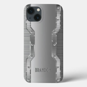 Etui iPhone Case-Mate Monogramme métallique gris argenté brossé métal