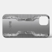 Coques Case-Mate iPhone Monogramme métallique gris argenté brossé métal (Verso (horizontal))