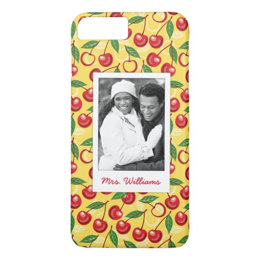 Coques Case-Mate iPhone Monogramme mignon du motif | de cerise (Dos)
