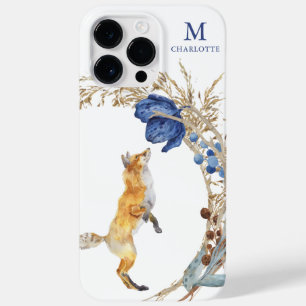 Coque Pour Pour iPhone 14 Pro Max Monogramme mignon renard bois Aquarelle Nom floral