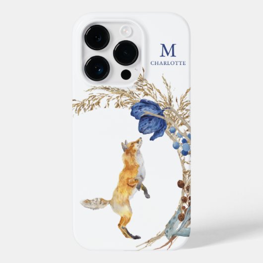 Coques Case-Mate iPhone Monogramme mignon renard bois Aquarelle Nom floral (Verso)