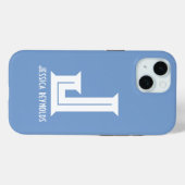 Coques Case-Mate iPhone Monogramme minimal bleu (Verso (horizontal))
