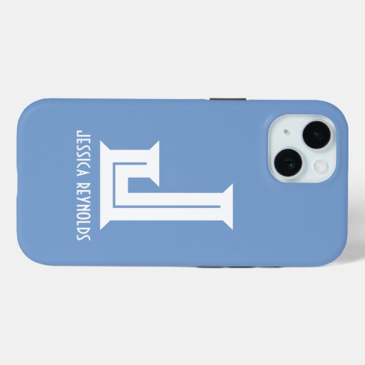 Coques Case-Mate iPhone Monogramme minimal bleu (Verso (horizontal))