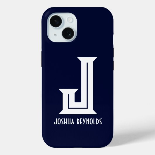 Coques Case-Mate iPhone Monogramme minimal bleu marine (Verso)