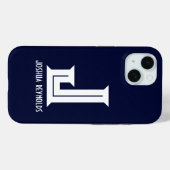 Coques Case-Mate iPhone Monogramme minimal bleu marine (Verso (horizontal))