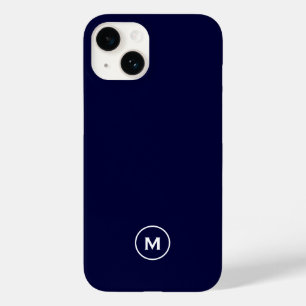 Coque Pour iPhone 14 Monogramme minimal bleu marine