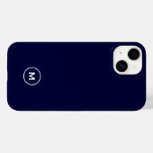 Coques Case-Mate iPhone Monogramme minimal bleu marine (Verso (horizontal))