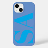 Coques Case-Mate iPhone Monogramme minimal bleu moderne (Verso)