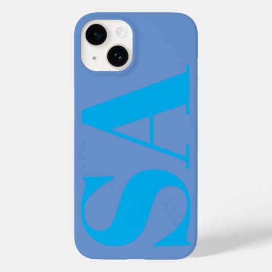 Coques Case-Mate iPhone Monogramme minimal bleu moderne (Verso)
