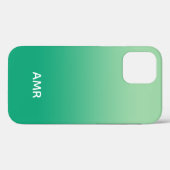 Coques Case-Mate iPhone Monogramme minimal de lumière au dégradé vert fonc (Verso (horizontal))