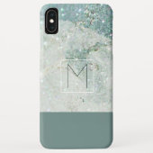Coques Case-Mate iPhone Monogramme minimal en marbre bleu Turquoise modern (Dos)