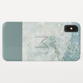 Coques Case-Mate iPhone Monogramme minimal en marbre bleu Turquoise modern (Dos (Horizontal))
