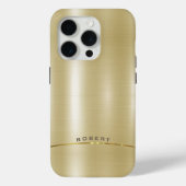 Coques Case-Mate iPhone Monogramme minimal en or métallique (Verso)