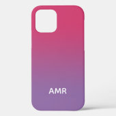 Coques Case-Mate iPhone Monogramme minimal Gradient rose à pourpre (Verso)