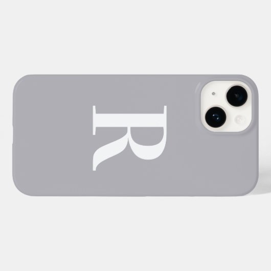 Coques Case-Mate iPhone Monogramme minimal gris moderne (Verso (horizontal))