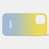 Coques Case-Mate iPhone Monogramme minimal Jaune à bleu clair (Verso (horizontal))