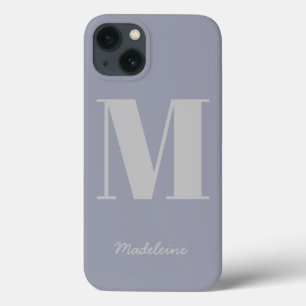 Case-Mate iPhone Case Monogramme minimal moderne Nom initial gris pourpr