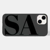 Coques Case-Mate iPhone monogramme minimal noir moderne (Verso (horizontal))