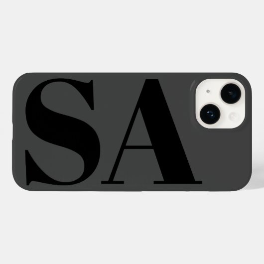 Coques Case-Mate iPhone monogramme minimal noir moderne (Verso (horizontal))